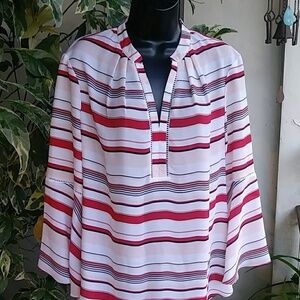 Zac & Rachel Stripes Bell Sleeves Top Sz L